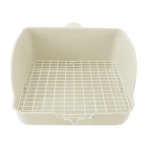 Orinal cuadrado de malla para gatos domésticos, caja de arena de esquina para gatos domésticos, baño para mascotas, bandeja de arena para Animal PEQUEÑO: White