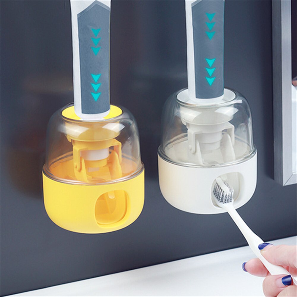 Tandpasta Dispenser Voor Kinderen Muur Automatische Tandpasta Squeezer Badkamer Tandpasta Rack Gratis Punch Leuke Lui Tandpasta Houder