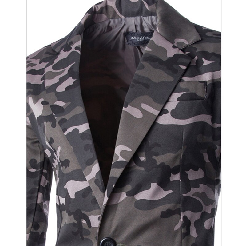 Chaqueta de traje Formal para hombre, chaqueta de negocios con estampado de camuflaje para hombre, chaqueta delgada de boda para aniversario de una sola botonadura