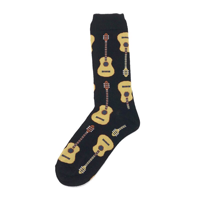 Spring Arrived Happy Socks Men Funny Art British Style Streetwear Hip Hop Guitar Pepper Crew Sock For Men: 1649C / USA7-12