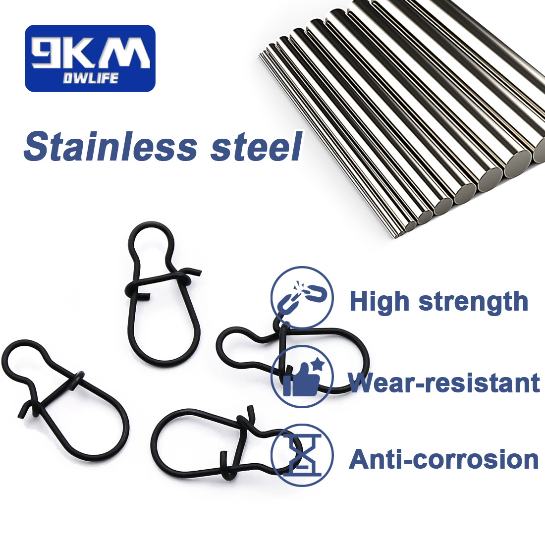 Broches de pesca Duo Lock, 25 ~ 100 Uds., Clips de pesca, mosquetones, giratorios de pesca, aparejos de pesca de cambio rápido para agua salada