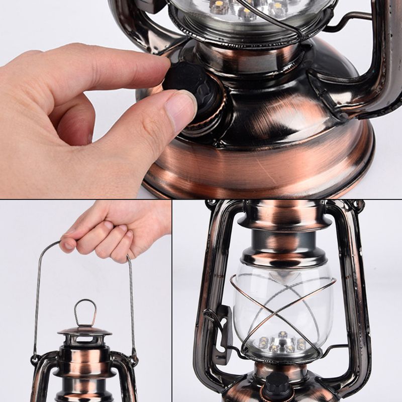 Vintage Led Lamp Lantaarn Energiebesparende Handheld Zaklamp Met Opknoping Haak M0XD