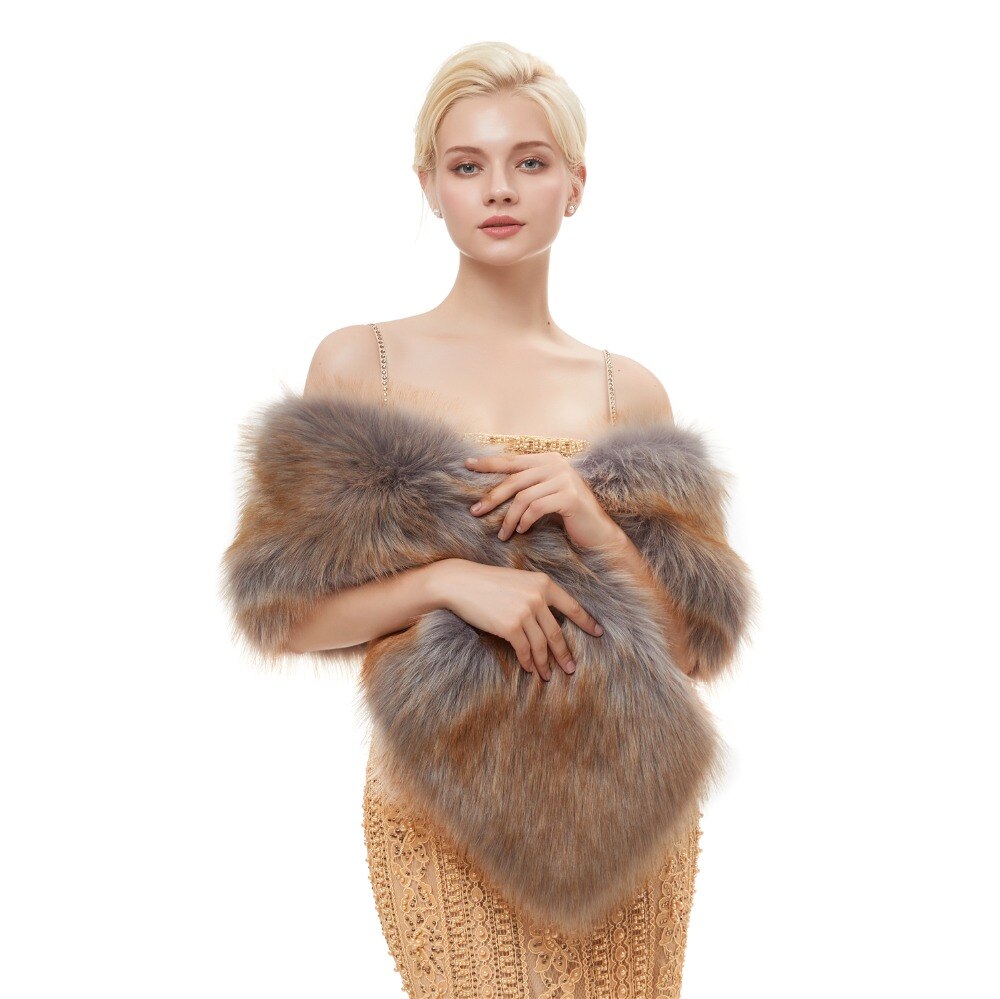 JaneVini Winter Wedding Bride Fur Capes Ladies Bridal Faux Fur Shoulder Wraps Bolero Shrug Warm Jacket Shawls for Wedding Dress