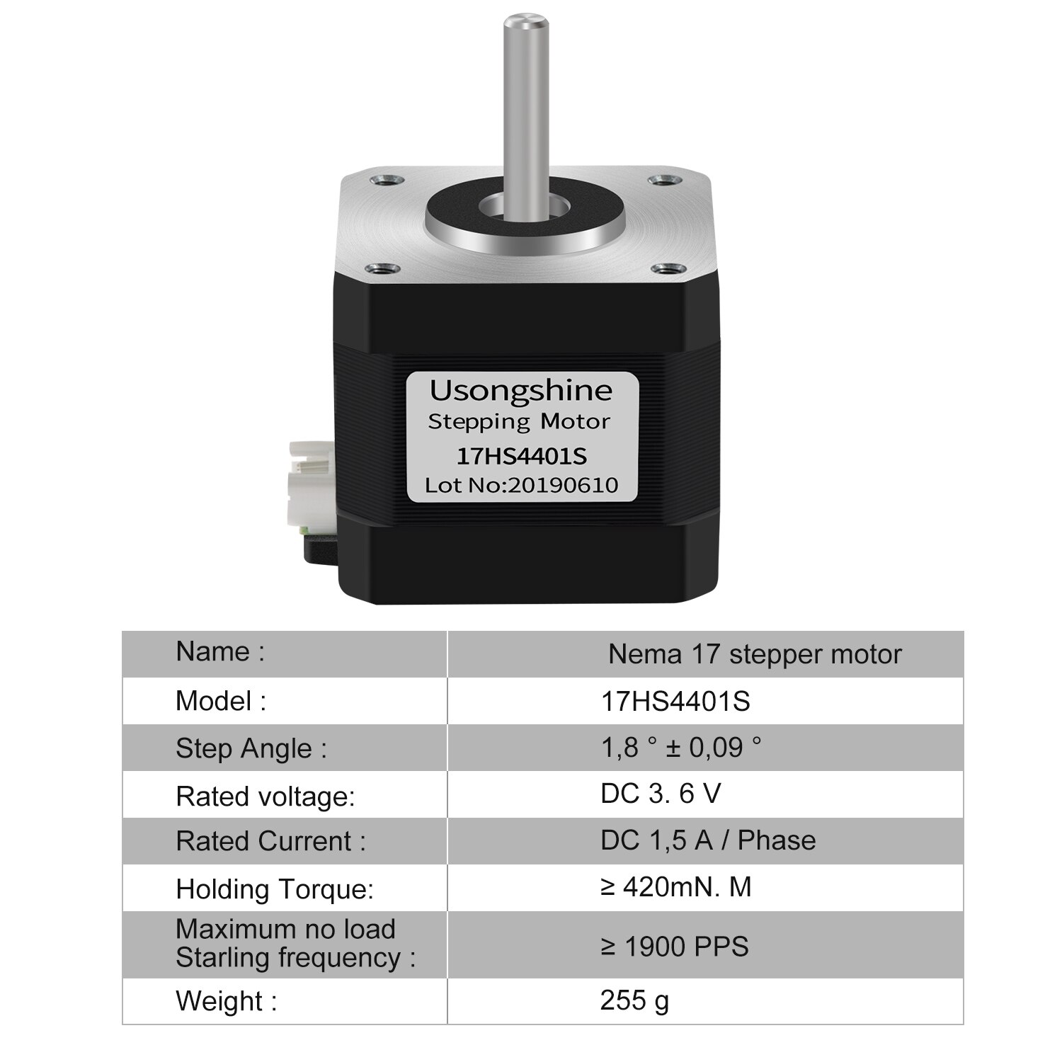 Usongshine nema 17 stepper motor 17 hs 4401s 1.5a nema 17 42 bygh 17 hs 4401 4 bly for 3d printer xyz cnc graver