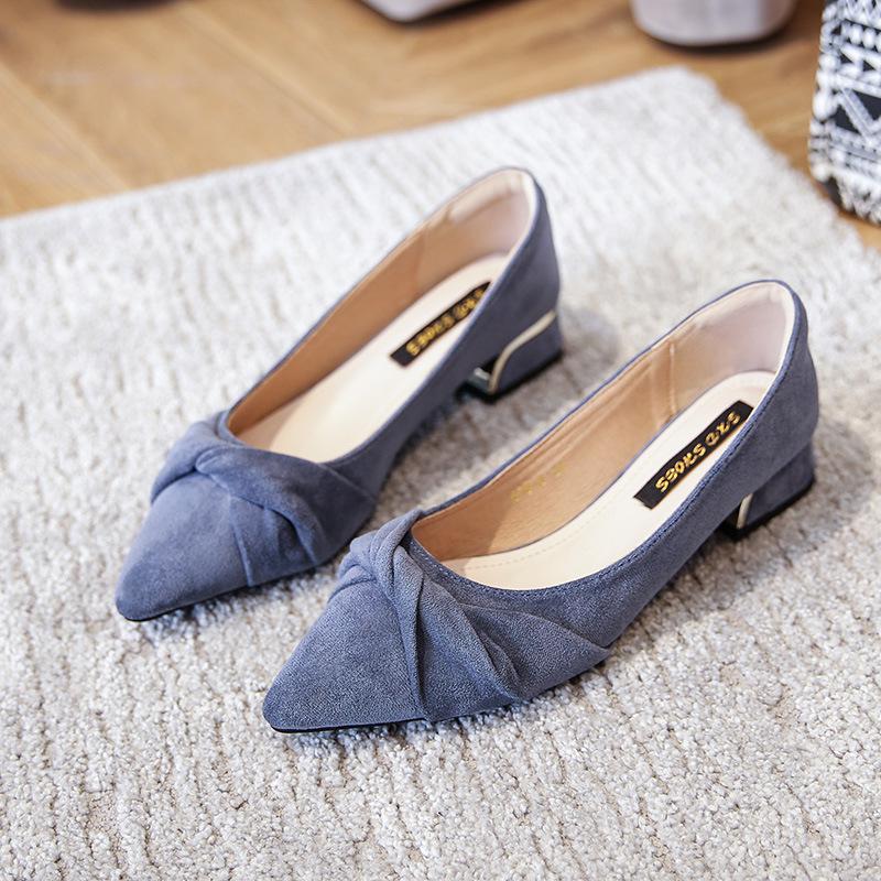 Suède damesschoenen instappers dames lage hak mocassins ondiepe enkel damesschoenen lente herfst puntige neus zapatos mujer: Paars / 39