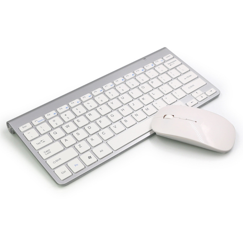 Mini Wireless Keyboard Mouse Combo Silver Ultra-thin Computer Keyboard Supporting for Windows/Linux