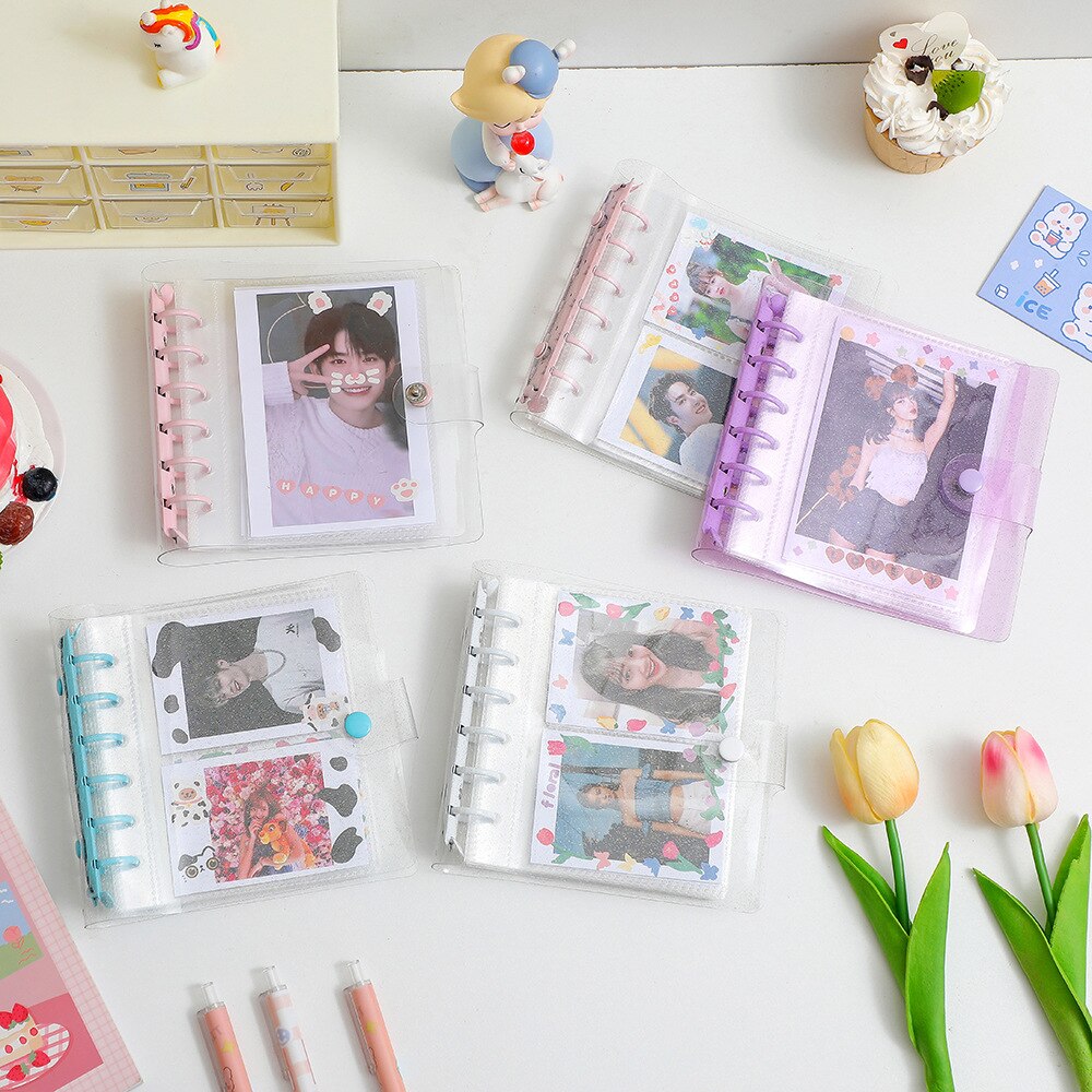 Square Loose Leaf Diary Notebook Photo Album 3 5 inch Photocard Holder DIY PVC Binder Goo Card Storage Book Korean Stationery