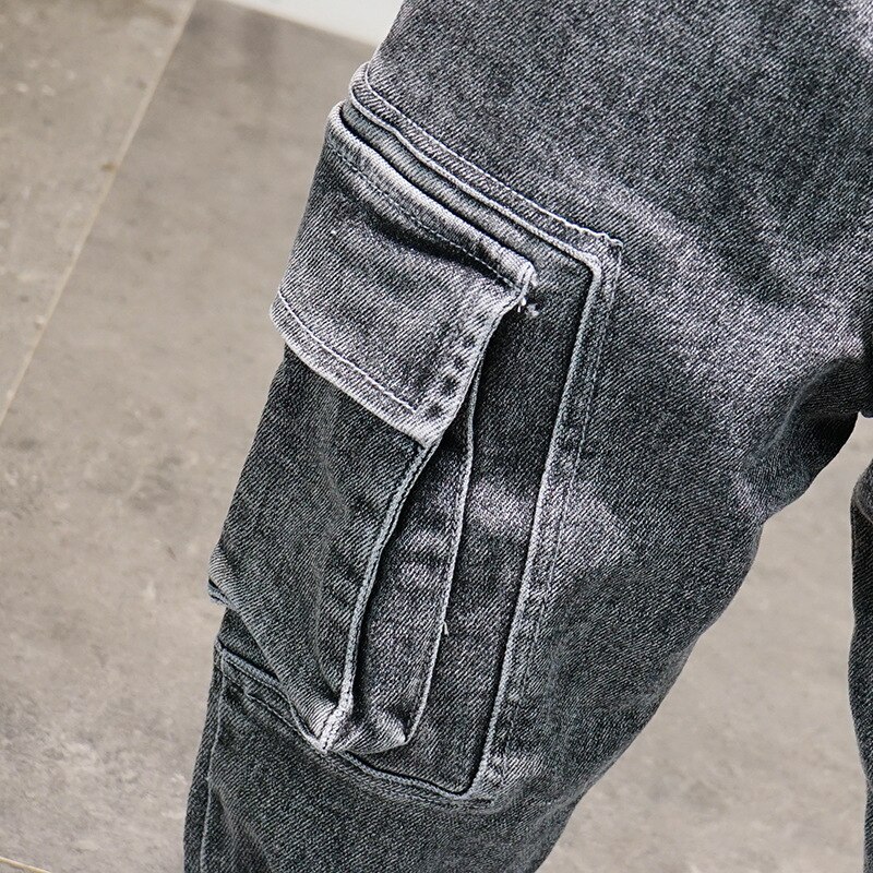 Børne jeans forår efterår koreansk stil baby drenge afslappede bukser børne denim bukser med lommer småbørn cowboy bukser