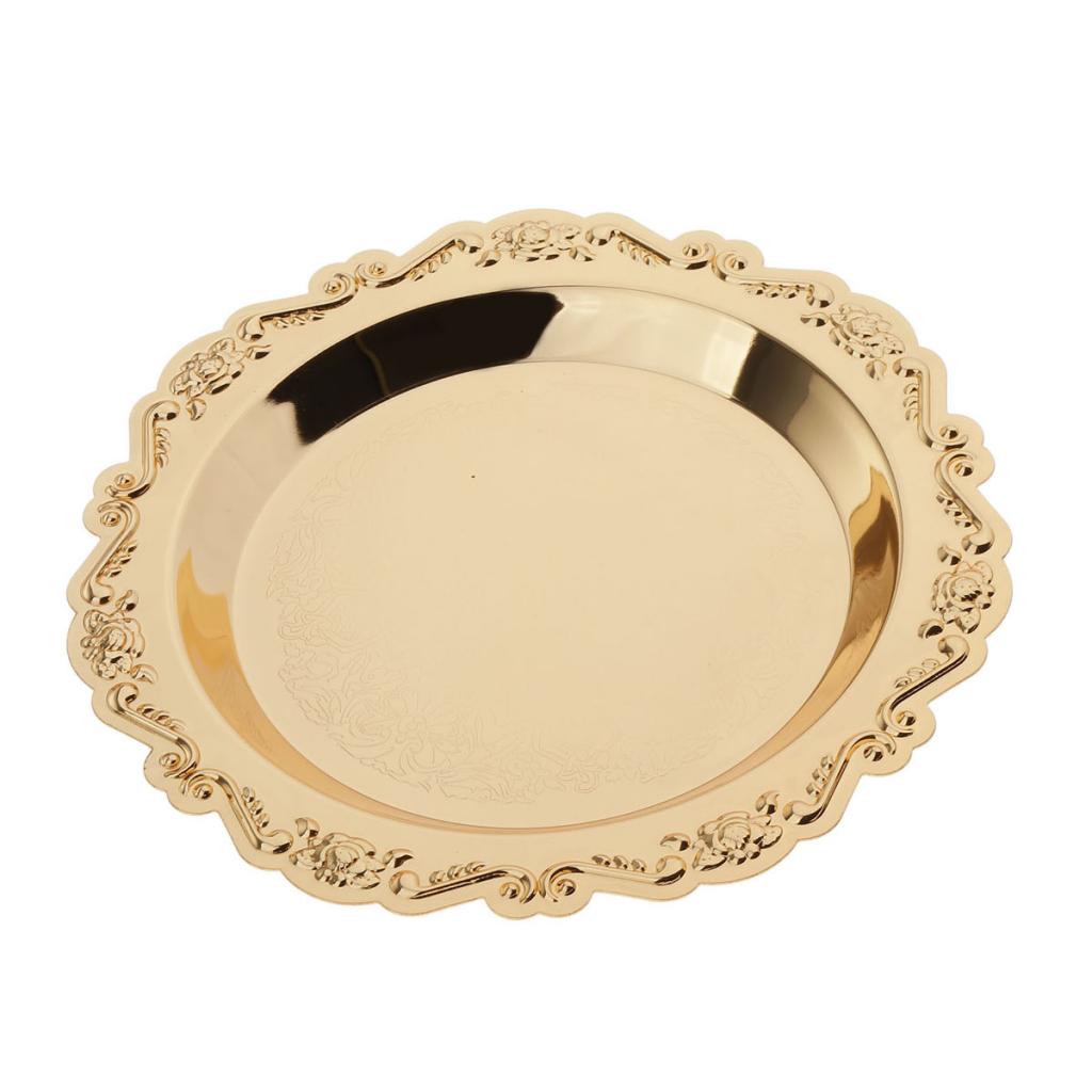 Hard Gold Metal Plates Set - 4' 6' Gold Round Plates - Washable and Reusable for