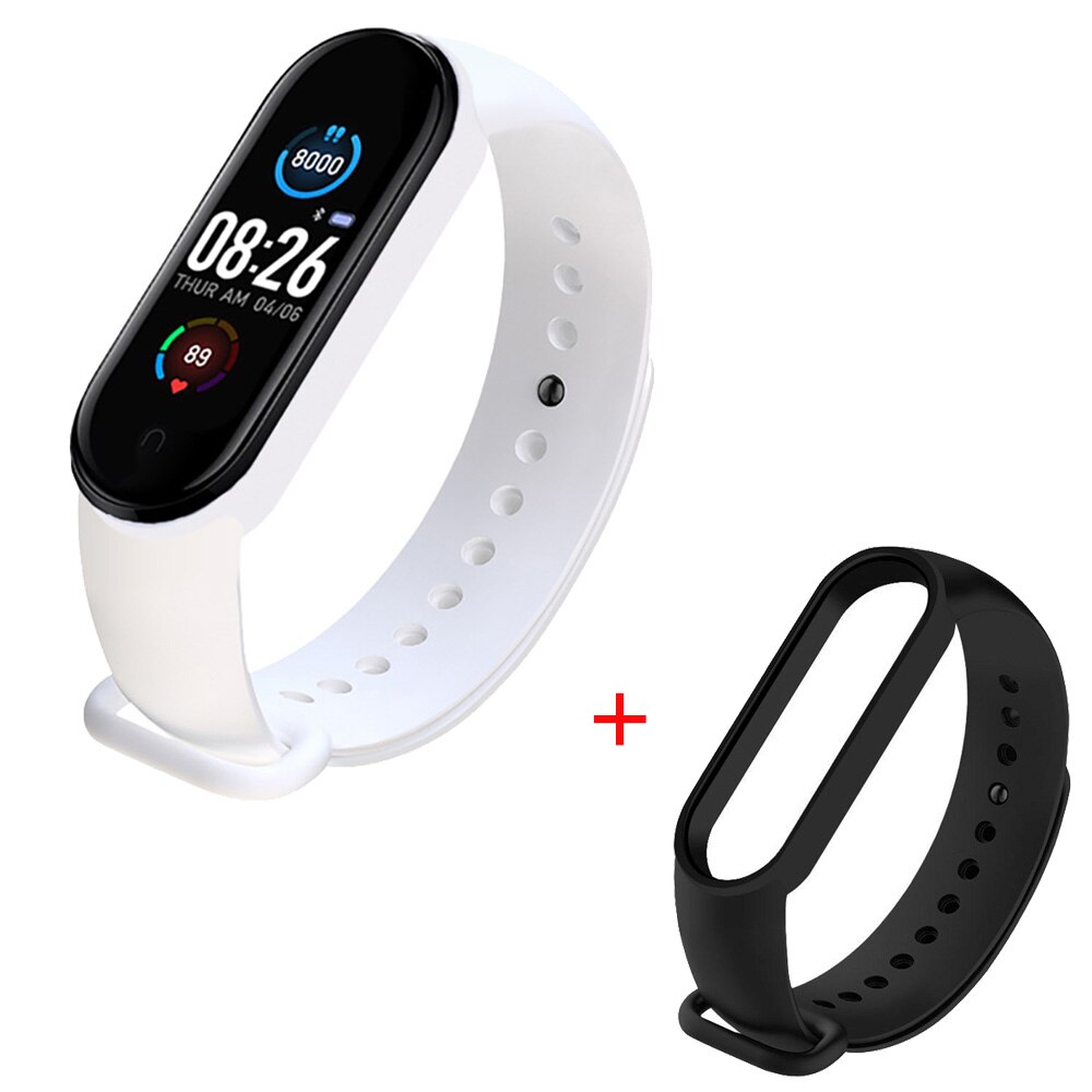 M5 Men Sport Digital Watch Wristwatches Blood Pressure Smart Bracelet Waterproof Wristband Sport Tracker Date Display: White Black
