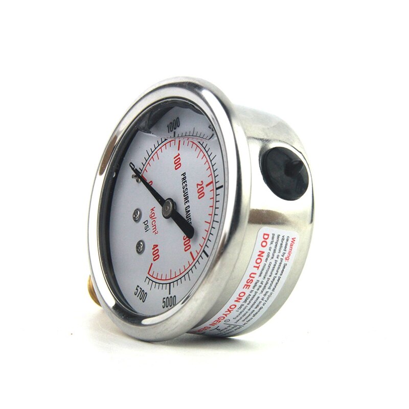 Liquid Filled Oil Pressure Gauge 0-5000PSI Brass 1/4 NPT Bottom Mount Standard Thread Hydraulic Meter Tool