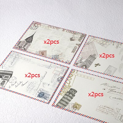 8 stuks/set vintage grote envelop postcard brief luchtpost briefpapier Retro School kantoor kraft enveloppen: Four