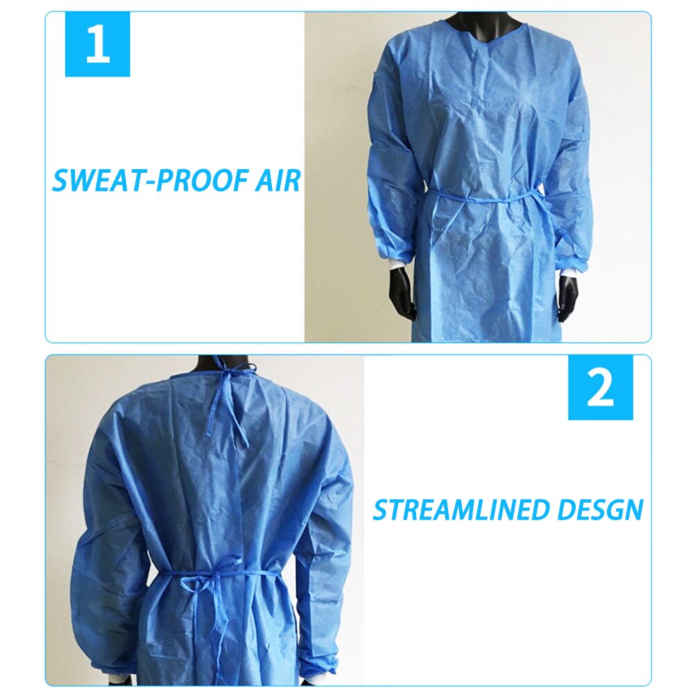 Unisex engangs isolationskjole non-woven beskyttelsestøj støvtæt beskyttende overalls
