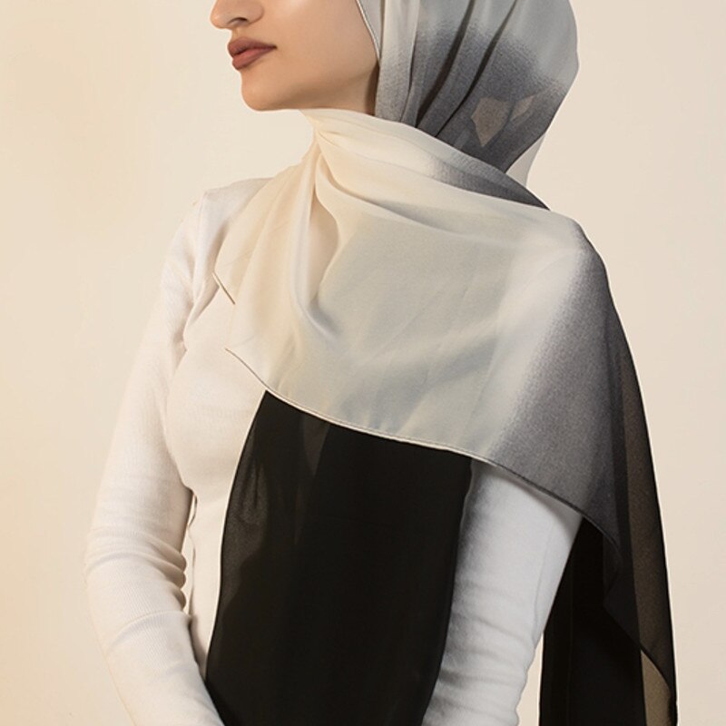 Hijab en mousseline de soie imprimé, foulard en mousseline de soie délavé et perlé, long foulard malaisien, foulard musulman, couleurs unies, pour femmes