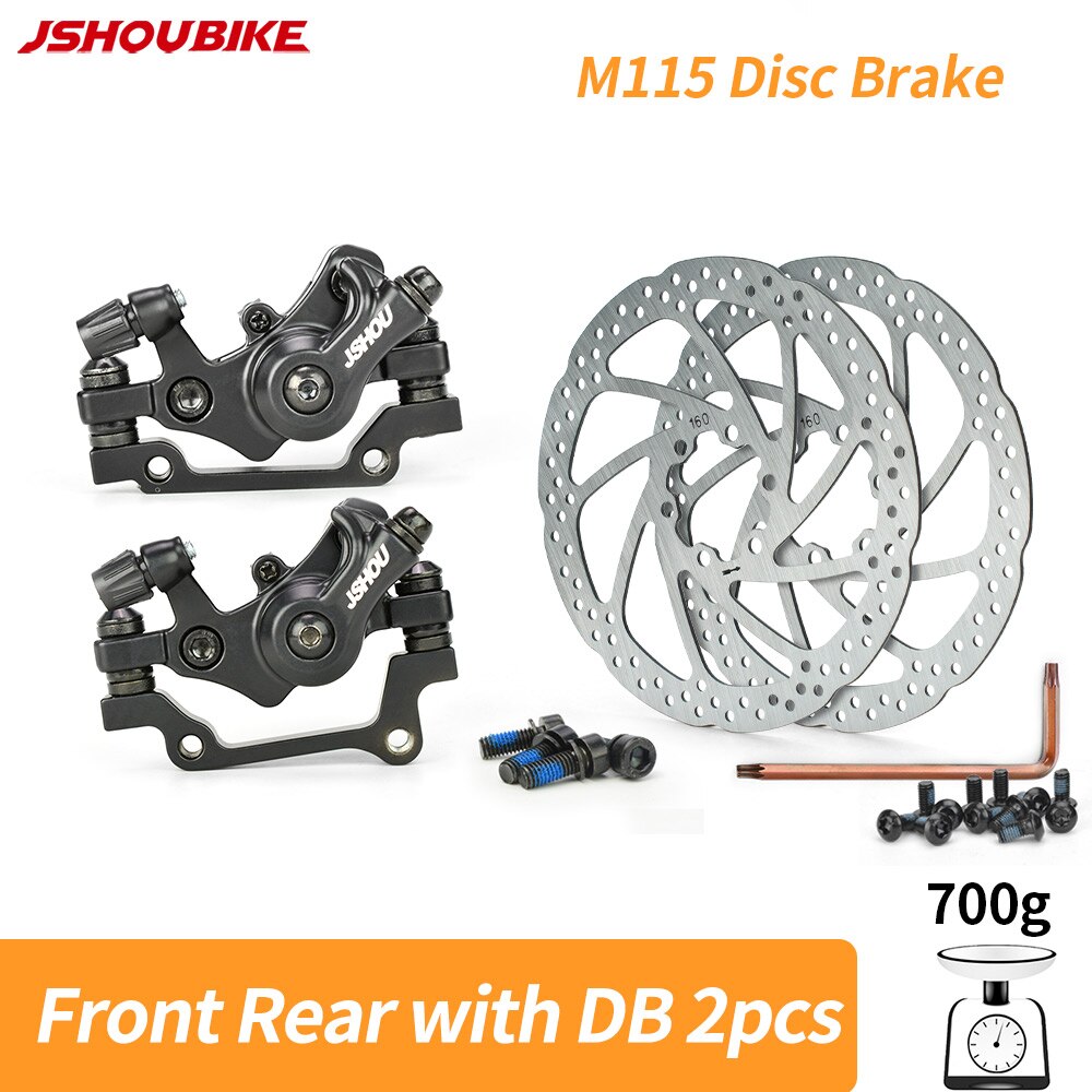 JSHOUBIKE M115 Mountain Bike Line Pull Flat Mount Dual Piston Mechanic Disc Brake 160mm Disc Brake Caliper MTB Accessories: Front Rear Rotor