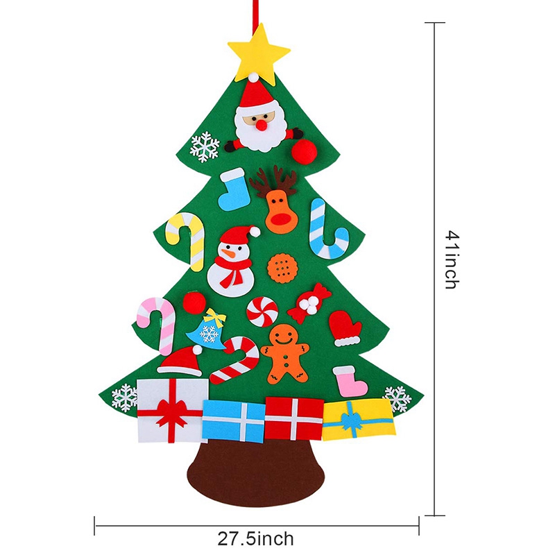 3D Voelde Kerstboom Muur Opknoping 3Ft Kerstboom Set Met Ornamenten Voor Kinderen Xmas Diy Decoraties