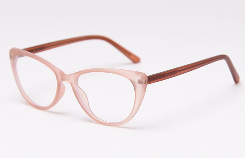 Peekaboo cat eye glasses prescription female pink brown transparent eyeglass frame for women clear lens birthday: pink frame