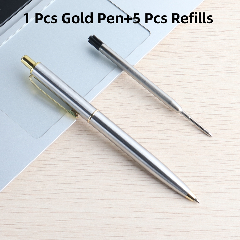 Luxury Metal Ballpoint Pen Writing 0.7mm Black Blue Ink Ball Point Pens Stationery School Office Supplies Business: Red / black