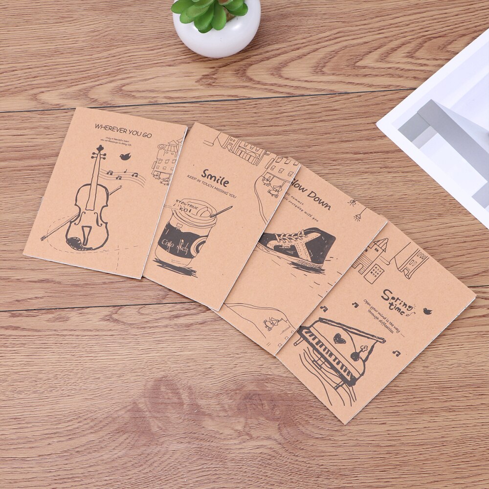 20 Pcs Kraft Paper Notebook Homework Notebook Student Exercise Book Cover A5 Notebook (Random Pattern)