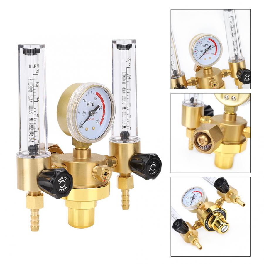 Dubbele Buis Argon Regulator Gas Drukregelaar Argon Regulator G5/8 Voor Lassen Snijden Gas Druk Drukregelaar