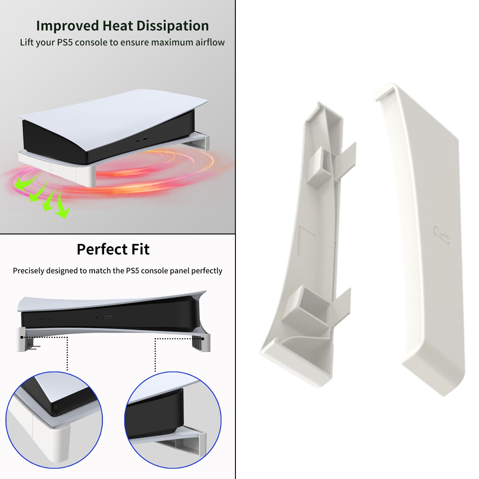 Soporte de pantalla Horizontal con disipación de calor, Base de almacenamiento de ahorro de espacio estable para PS5, versión UHD, 2 piezas