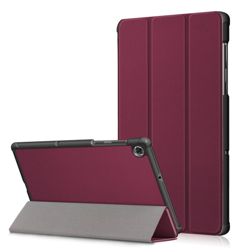 Hoesje voor lenovo tab  m10 fhd plus tb -x606f x606x 10.3 smart cover funda voor lenovo tab  m10 x505f x605 10.1 inch standaard shell + pen: Wijnrood