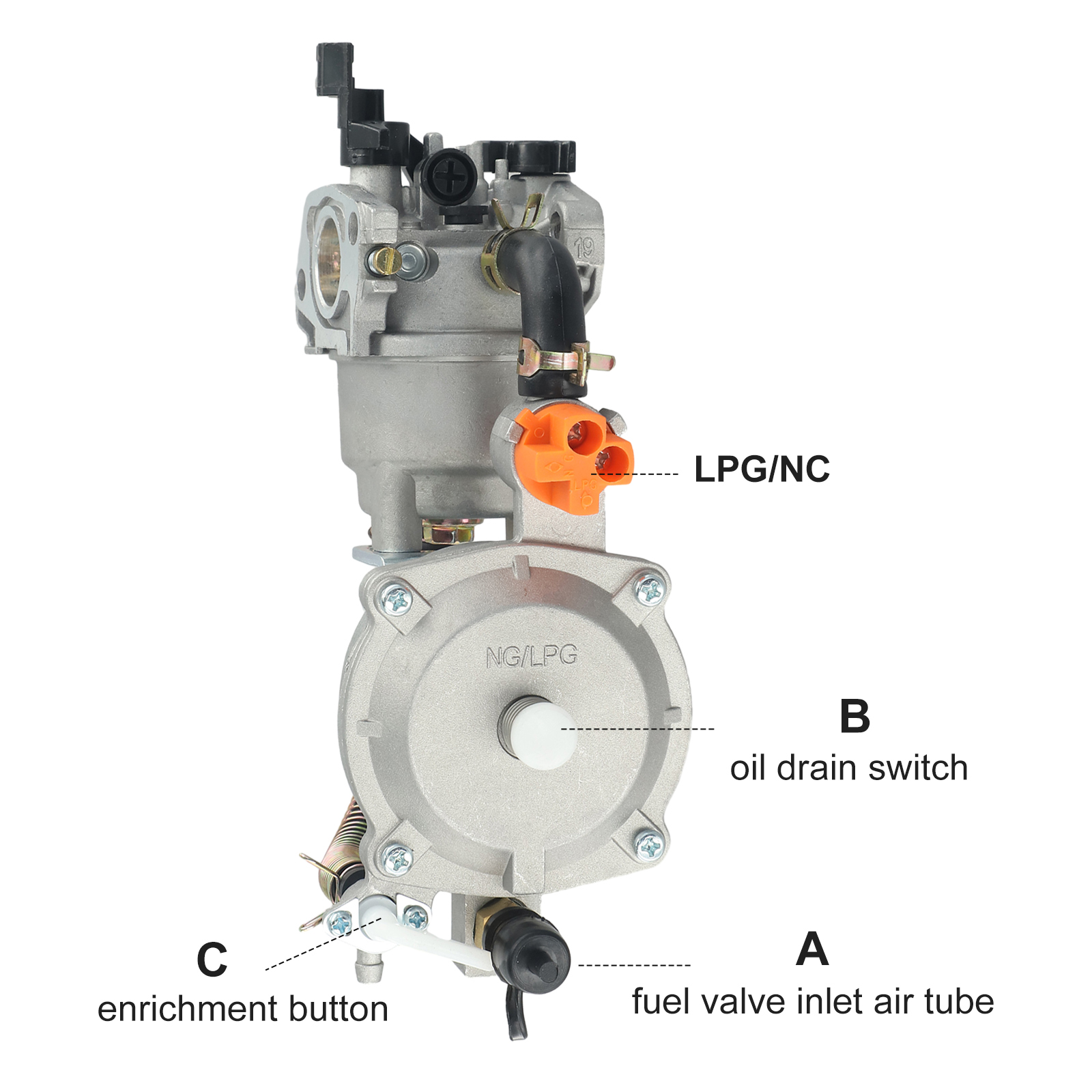 Lpg 168 170 benzingenerator dobbelt brændstof karburatorsæt 1kw to 3.5kw 168f 170f 6.5hp 2-3kw lpg/ng konverteringssæt generatordele