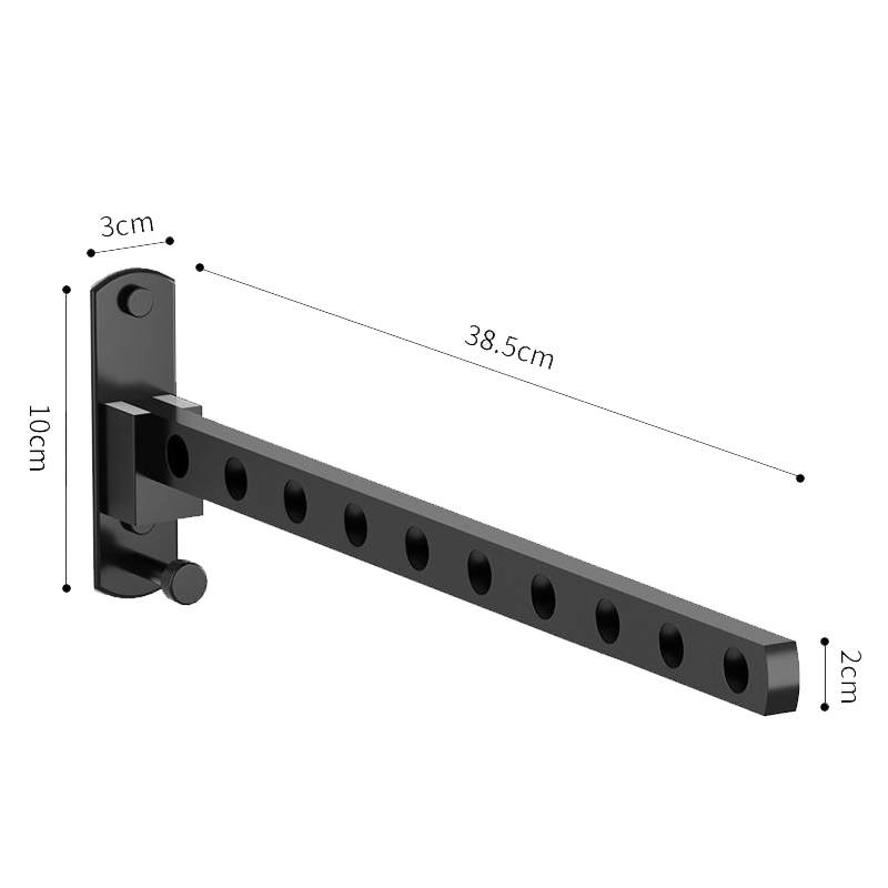 Colgador de ropa plegable, Perchero de secado montado en la pared, perchero móvil para balcón, armario, organización del ahorro de espacio para el hogar: Black 10 holes