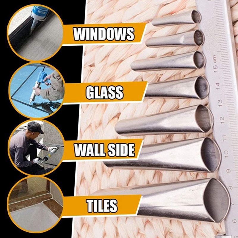 14Pcs Abdichten Düse, Edelstahl Dicht Düse, Abdichten Werkzeug, Dichtmittel Finishing-Tools Mit 4 Pcs Schaber