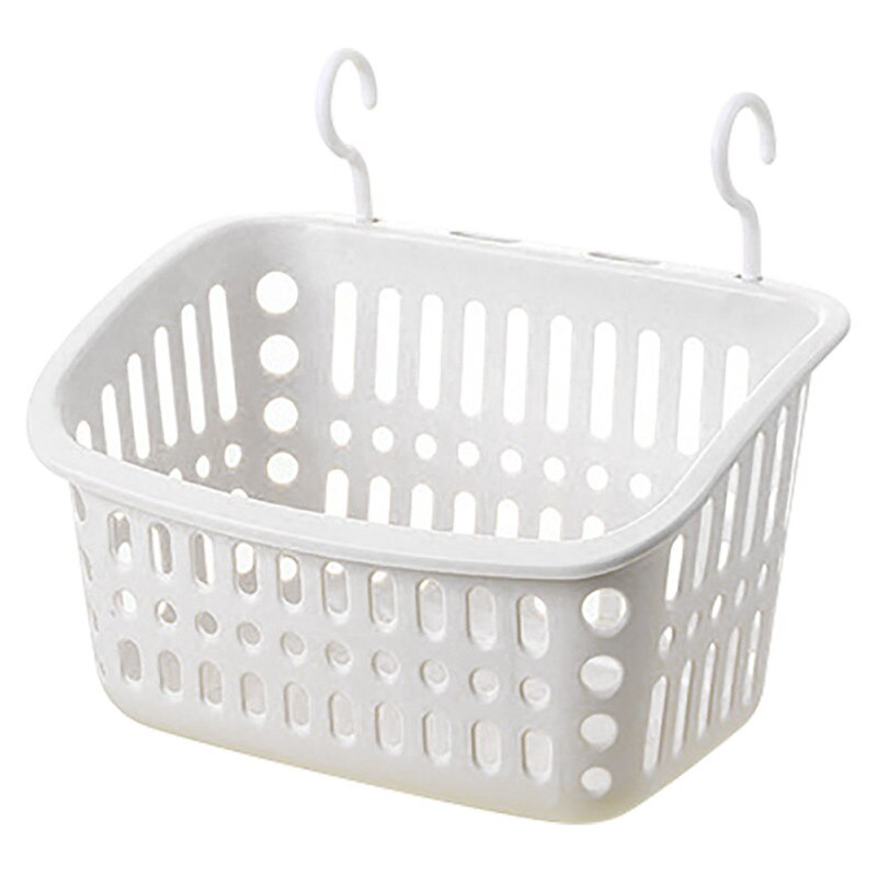 Cesta de ducha colgante de plástico con gancho para Baño, Dormitorio, cocina, soporte de almacenamiento de residuos, cestas, estante de cocina para baño @ D: A