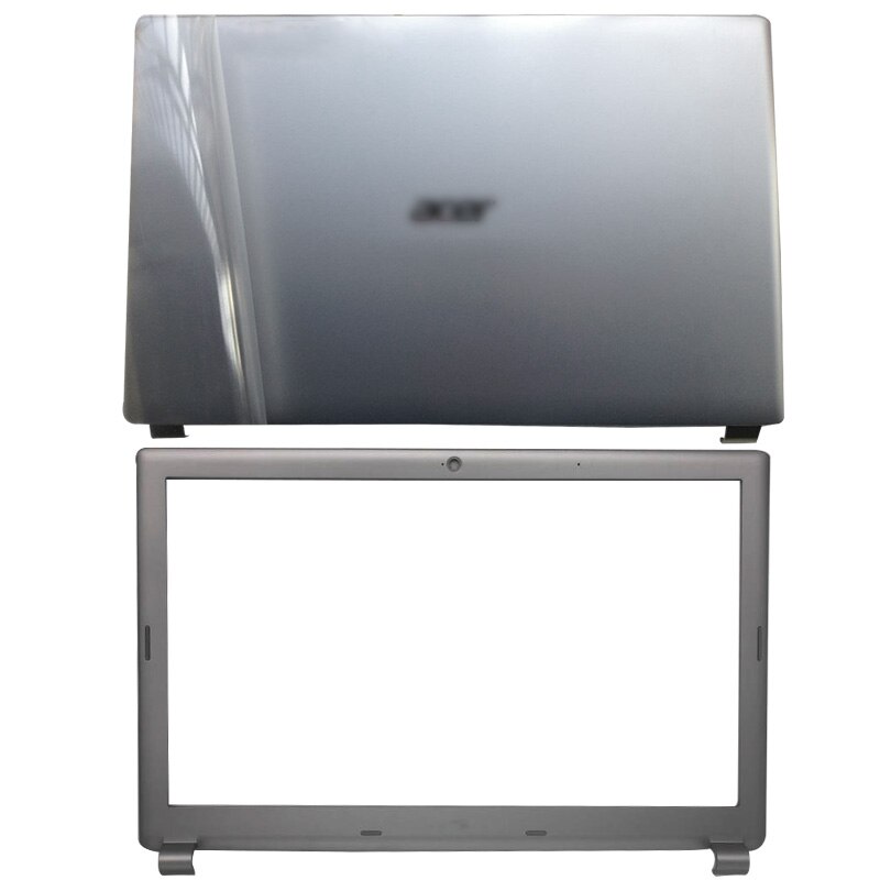 Coque arrière LCD pour ordinateur portable Acer Aspire V5-571 V5-531 V5-571G V5-531G, lunette avant, charnières, repose-paume, boîtier inférieur argenté: AB Cover