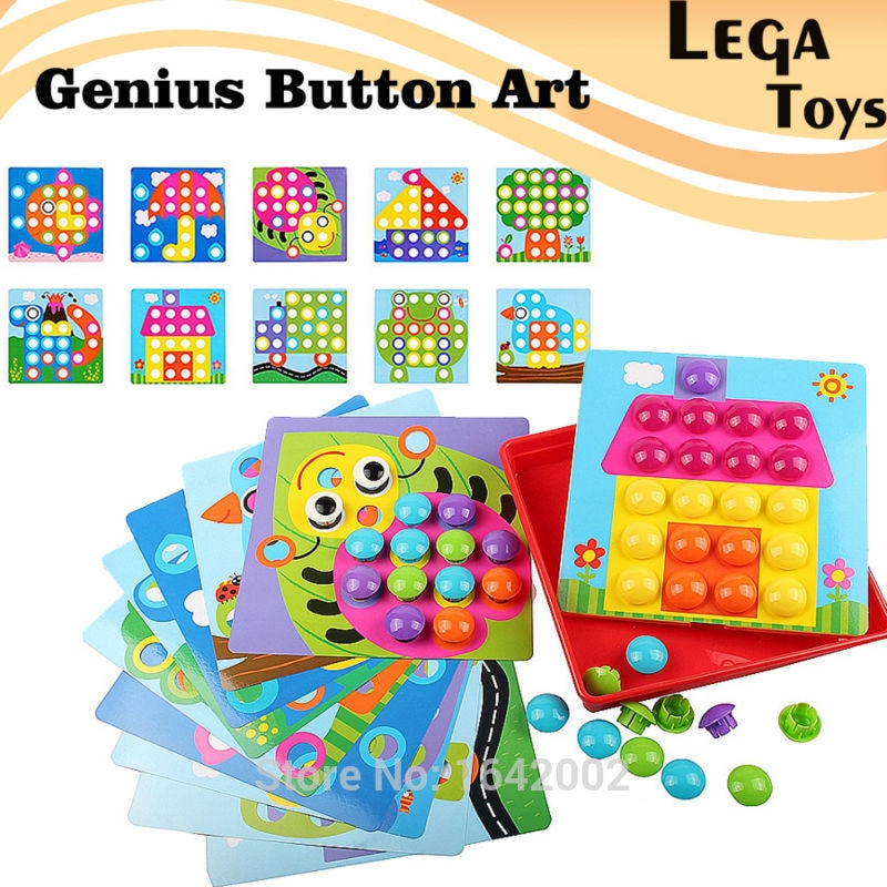 3D Puzzels Knop Art Kleuraanpassing Mozaïek Pegboard Nail Kit Genius Knop Art Leren Educatief Speelgoed Voor Kinderen