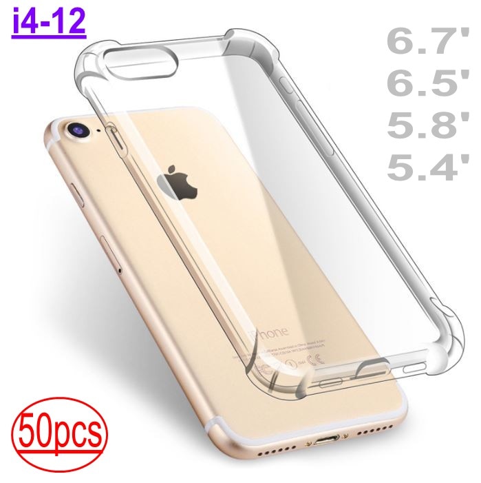 50 stuks hoesjes voor iphone 12 mini 11 pro max x xs max  xr 5 5s se 6 6s 7 8 plus hoesje coque anti-klop transparant tpu siliconen beschermhoes