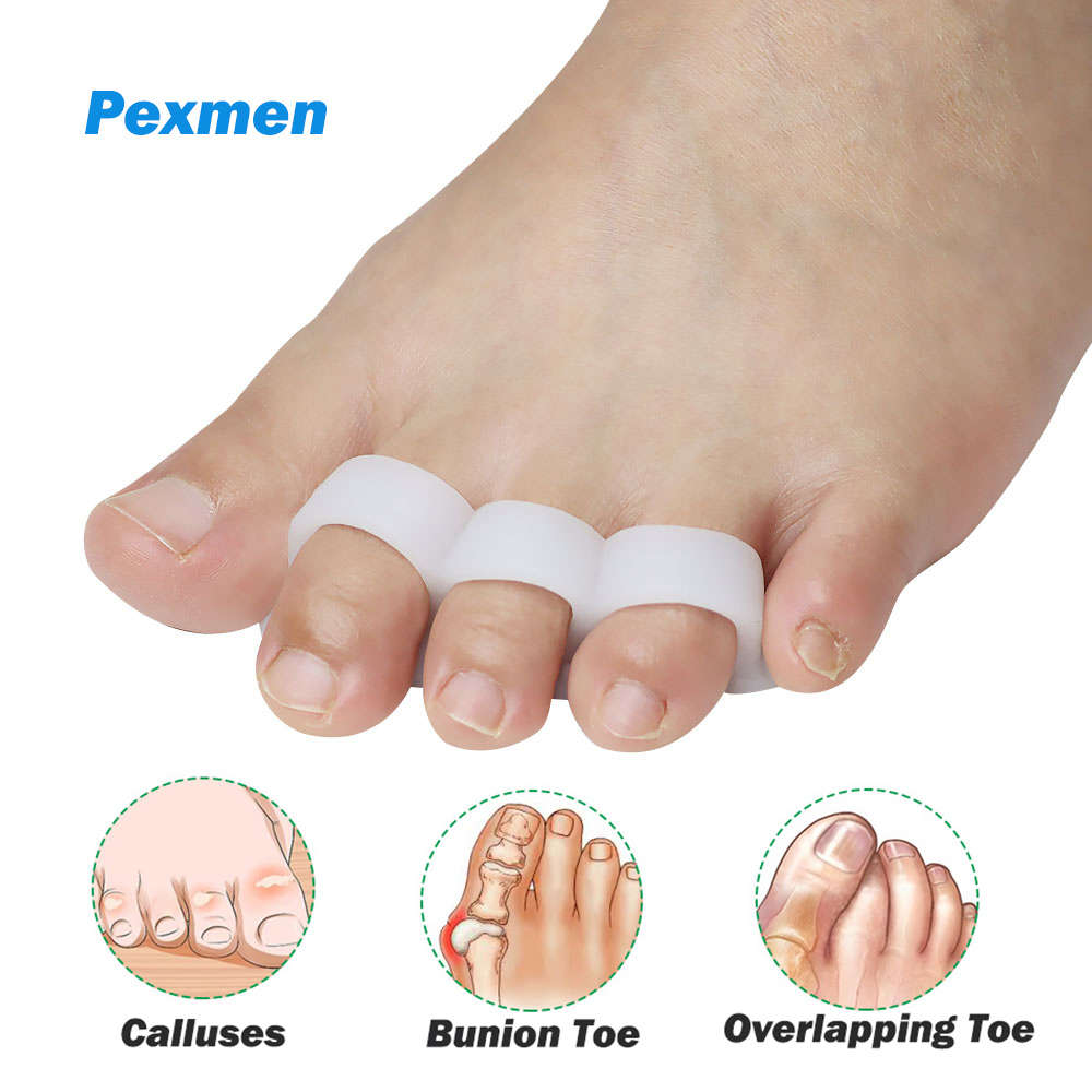 Pexmen 2Pcs/Bag Gel Toe Separators Toe Spacers Straightener for Bunions Hammertoe Overlapping and Claw Toes Reduce Foot Pain