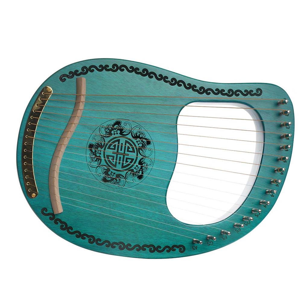 Muslady Lyre 16 String Harp Portable Solid Wood Mahogany Harp 16 String Stringed Musical Instrument Green Harp