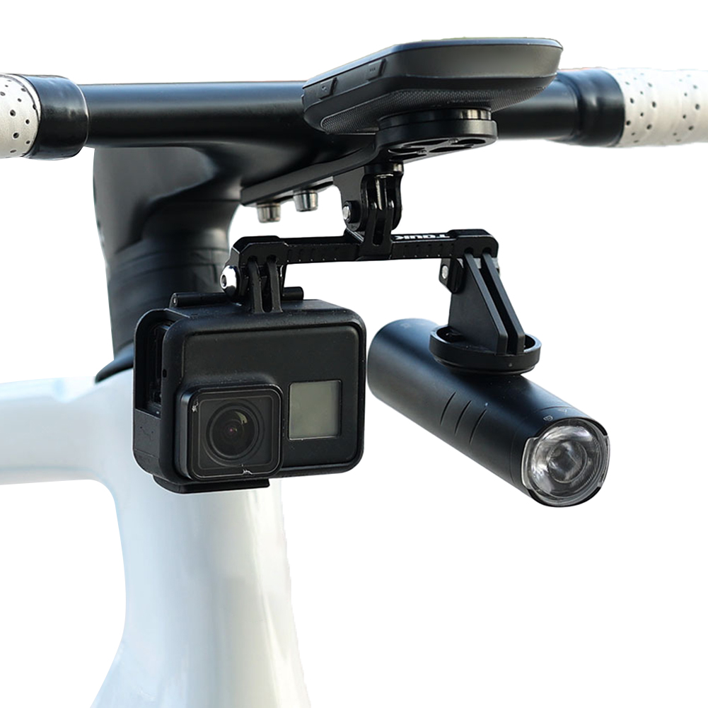 Bicycle Computer Camera Mount Holder Dual Twin Mount Adapter Extended Out Front Bike Mount for Action Camera Bicycle Light