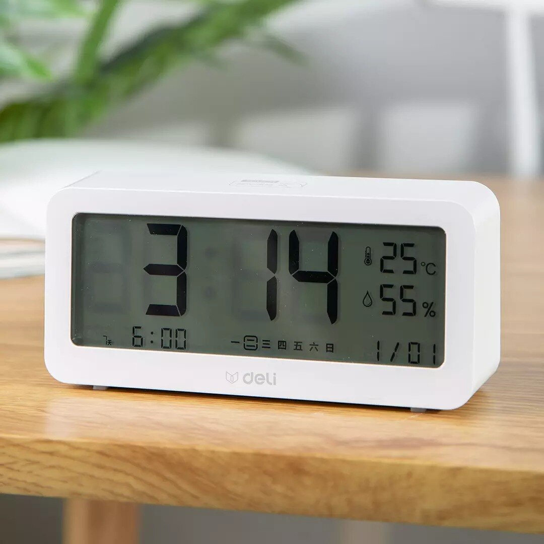 Xiaomi LED Electronic Alarm Clock Digital Clock Temperature and Humidity Monitoring With Backlight Touch ABS 3-color deli Made