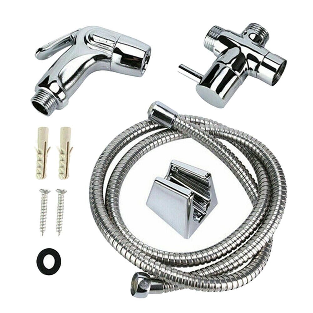 Stainless Steel Bidet Sprayer Set Bathroom Bidet Toilet Connector&Bracket& Base Kit Shower Faucet Accessories