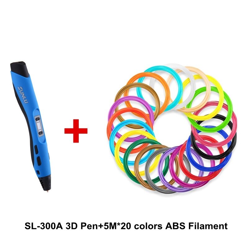 Enotepad-Galaxy SL-300A 3Dprinting Pen Ondersteuning 1.75Mm Pla/Pcl Filament Diy Tekening Potlood 1-8 digitale Geëxtrudeerd Support5V 2A: BluePen100MFilament