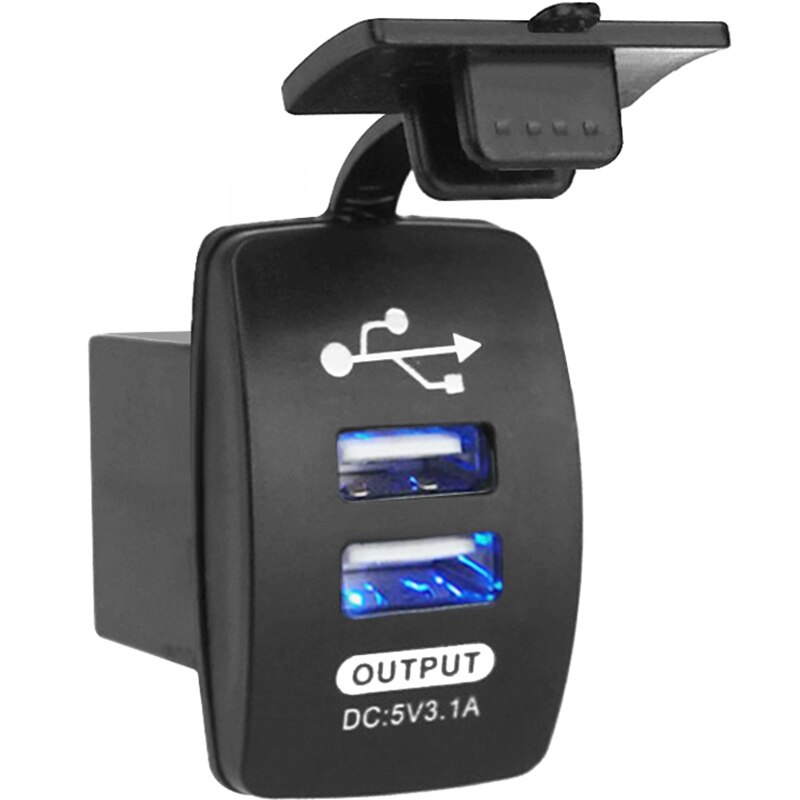 Wasserdicht 12V 24V Mini Mikro Dual USB Stecker Auto Motorrad Zigarette Leichter Buchse Auto Ladegerät 3,1 A USB ladegerät DIY Ladung: Blau hell