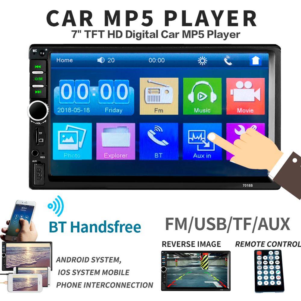Radio con GPS para coche, de 7 pulgadas reproductor Multimedia con pantalla táctil HD, 2 Din, Audio estéreo, MP5, Bluetooth, USB, TF, FM, cámara 7018b 7012