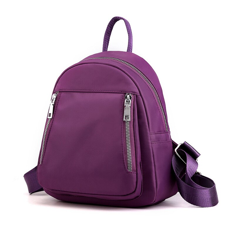 Backpack WOMEN'S Bag Style Nylon Oxford Cloth Backpack One Shoulder Canvas Bag Waterproof Mini Bag: Purple