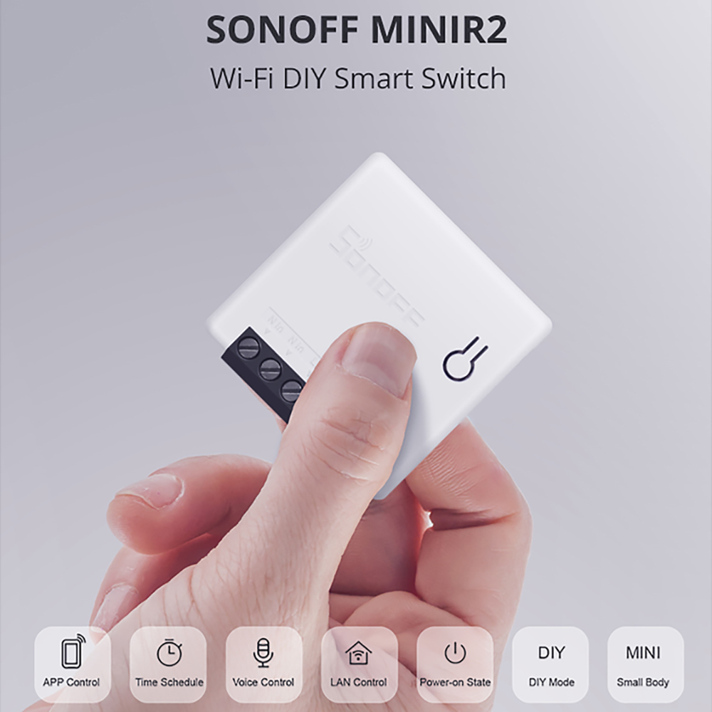 SONOFF MINIR2 Two-way DIY Smart Switch(MINI Upgrade) WiFi Switch Programmable Light Switch Timer Support SPDT/Rocker Switches