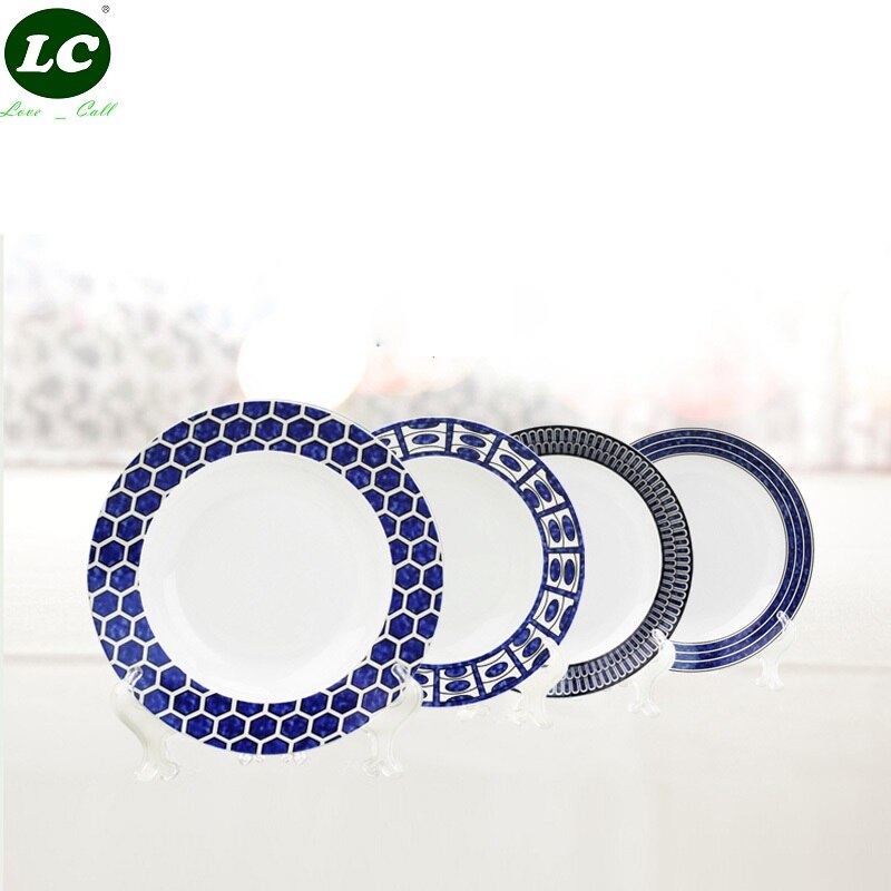 Talerze obiadowe sztućce talerze obiadowe wysokiej jakości zestaw talerzy niebieskie ładne ceramiczne naczynia świąteczne