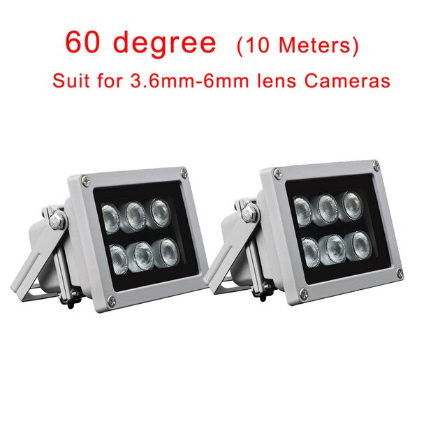 Cdycam Infrared Light 6 Strong LED Night Vision Range 45/60 Degree 850nm Aluminium Illuminator lamp for Security CCTV IP Camera: LED6-60D-2pcs