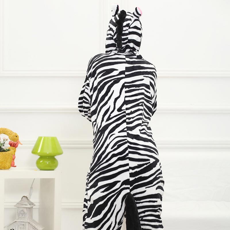 Animal Kigurumis Zebra Onesie Pajama Women Girl Home Jumpsuit Funny Winter Warm Sleepwear Halloween Party performance Outfit