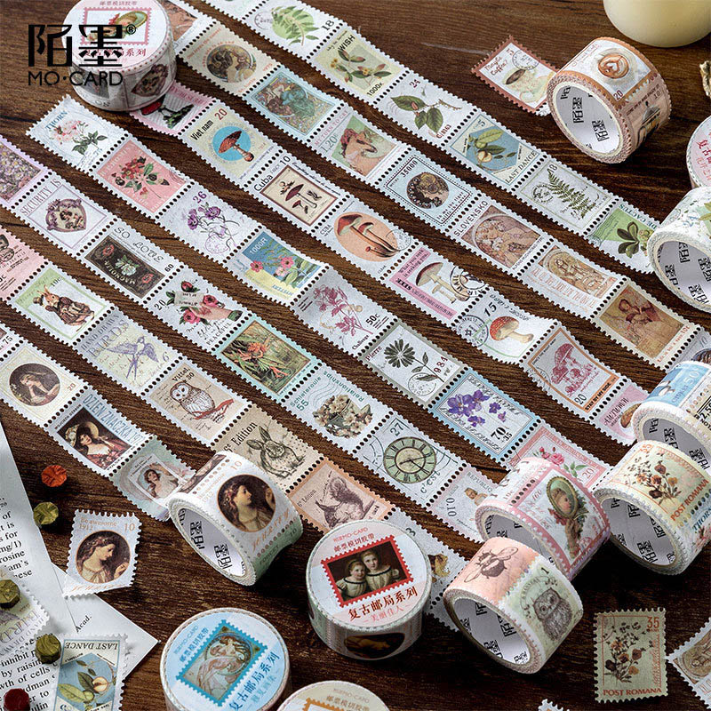 Vintage Stempel Washi Tape Kawaii Sticky Plakband Pig Masking Tapes Voor Kinderen Scrapbooking Diy 'S Albums Levert