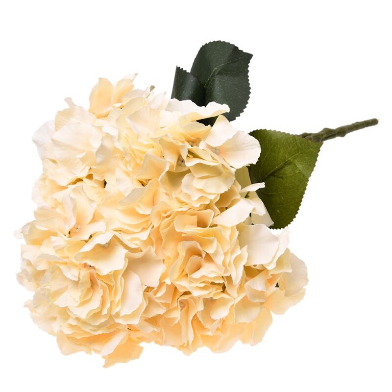 Kunstig hortensia blomst 5 store hoder bukett (diameter 7 " hvert hode) grønn: Gul