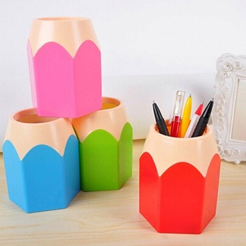 Creatieve Pen Vaas Potlood Pot Make-Up Borstel Houder Briefpapier Bureau Netjes Plastic Desk Organizer Container School Kantoorbenodigdheden