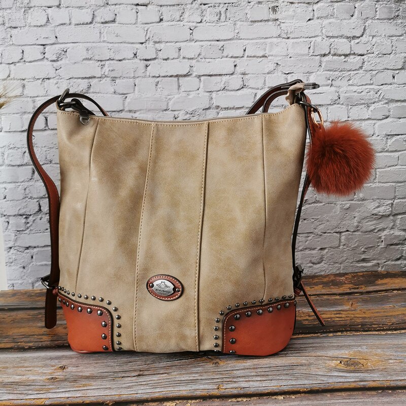 Luksusowy projektant kobiet torebki prawdziwej skóry 2020 rocznika panie duże torby listonoszki wysokiej jakości damskie torebki z uchwytem w stylu zwykły: Beige i piłka